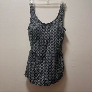 Shore Shapes Shaping Flattering One Piece Swimsuit, Built-In Bra, Sz 12, Pattern